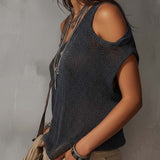 Retro Irregular Shoulder Knit Blouse