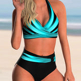 Alma™ | Raštuotas bikinio komplektas su halter iškirpte