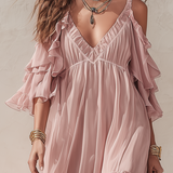 Romantic Blush Tiered Ruffle Maxi Dress