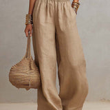 Khaki Halter-Neck Waist-Cinching Jumpsuit