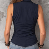 Retro-Button Peter Pan Collar Vest