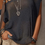 Retro Irregular Shoulder Knit Blouse