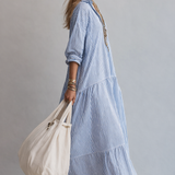 Blue Stripe Relaxed Shirt Maxi Dress