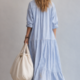 Blue Stripe Relaxed Shirt Maxi Dress