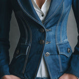 Classic Fitted Denim Jean Jacket With Pockets