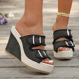 Ada | Denim Wedge Sandals