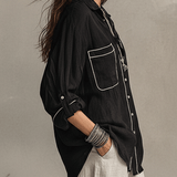 Modern Bohemian Effortless Black Linen Shirt