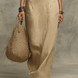 Relaxed Soft Drape Halter Column Linen Halter Maxi Dress