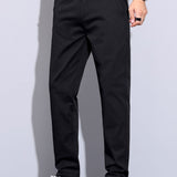 Contrast Trim Textured Zipper Knit Polo & Elastic Waist Straight Leg Trousers