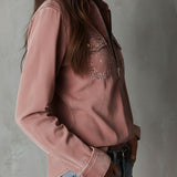 Western Soft Faded Dusty Rose Washed Denim Zip Shirt