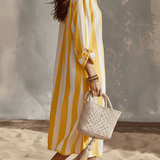 Relaxed Striped Resort Yellow & White Stripe Midi Dress