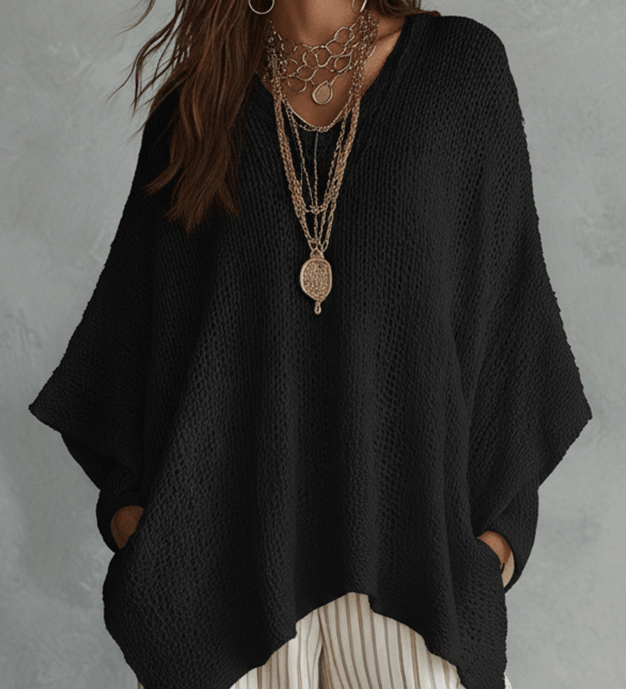 Effortless Neutral Bohemian Pullover Knit Top