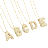 Bubble letter initial necklace set | Gold