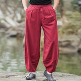 Buddha Stones Casual Simple Drawstring Men's Harem Pants With Pockets