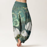 White Lotus Cotton Harem Pants