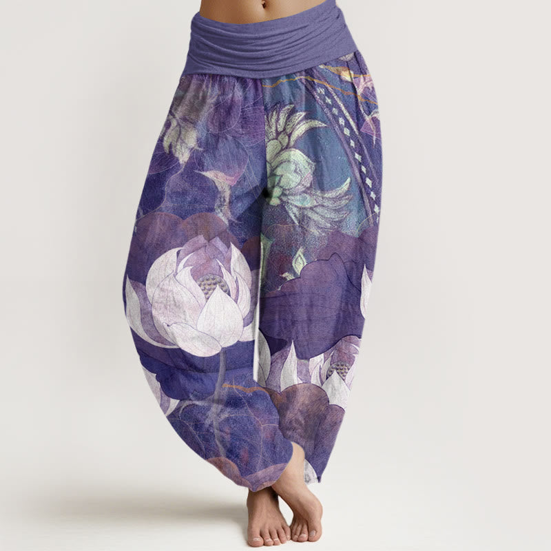 White Lotus Cotton Harem Pants
