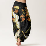 Cranes & Flowers Harem Pants