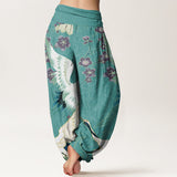 Cranes & Flowers Harem Pants
