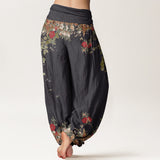 Red Peony Floral Harem Pants