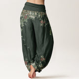 Red Peony Floral Harem Pants