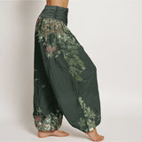 Red Peony Floral Harem Pants