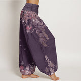 Red Peony Floral Harem Pants