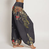 Red Peony Floral Harem Pants