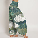 White Lotus Cotton Harem Pants