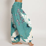 Cranes & Flowers Harem Pants