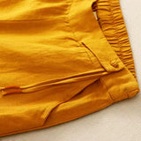 Buddha Stones Casual Solid Color One Button Women's Capri Wide Leg Pants With Pockets