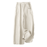 Buddha Stones Casual Solid Color One Button Women's Capri Wide Leg Pants With Pockets