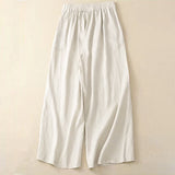 Buddha Stones Casual Solid Color One Button Women's Capri Wide Leg Pants With Pockets