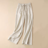 Buddha Stones Casual High Waist Lace-up Wide Leg Pants With Pockets