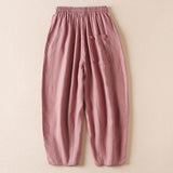 Buddha Stones Summer Small Flower Embroidery  Harem Pants With Pockets