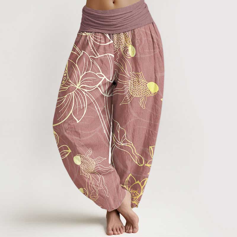 Lotus Koi Cotton Harem Pants