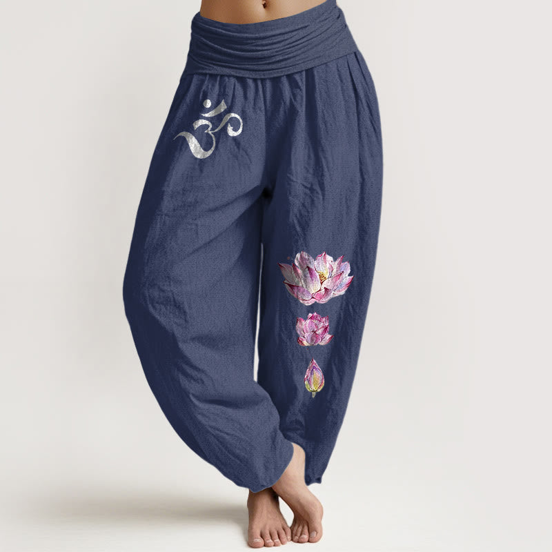 Blooming Lotus Harem Pure Cotton Pants