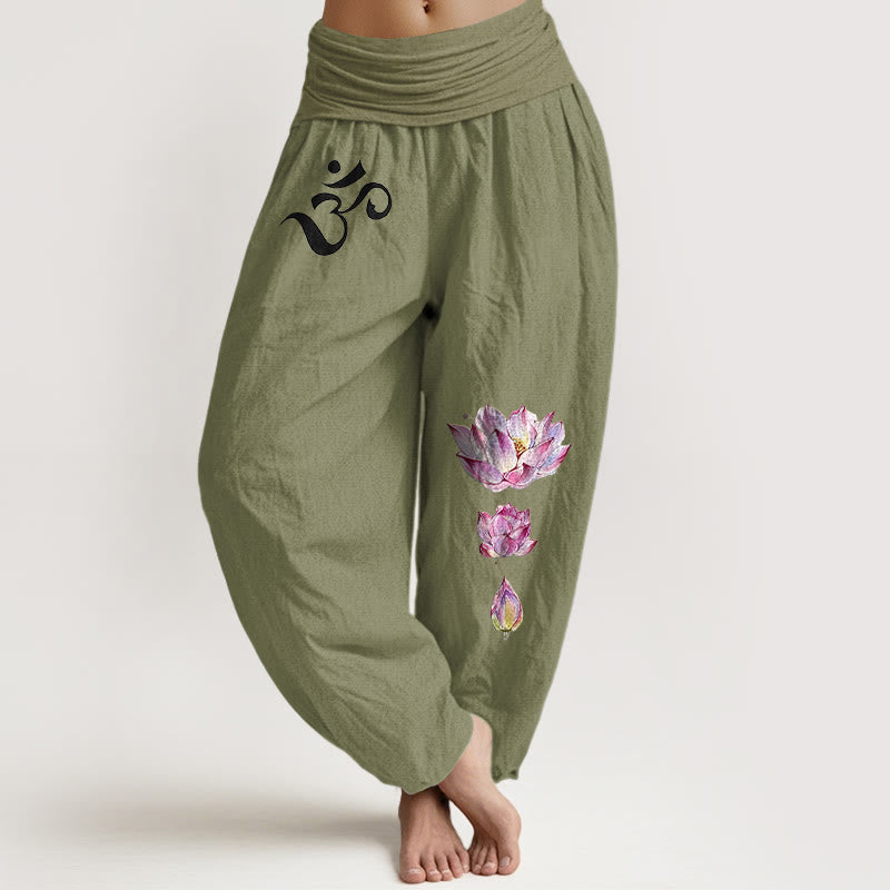 Blooming Lotus Harem Pure Cotton Pants
