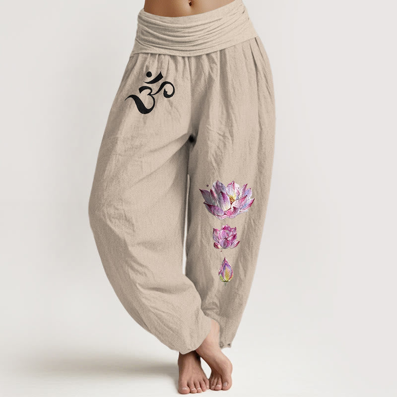 Blooming Lotus Harem Pure Cotton Pants