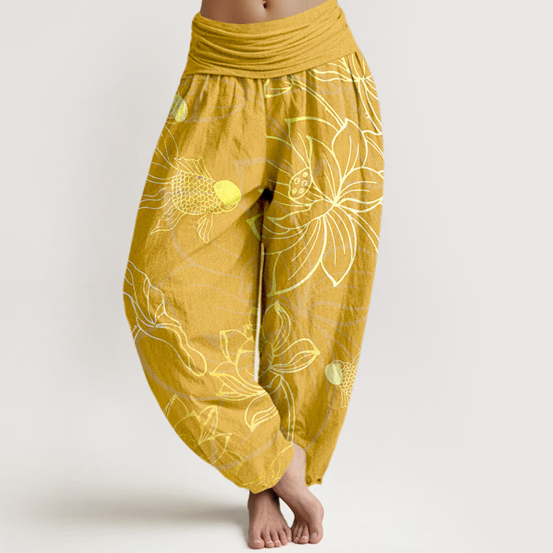 Lotus Koi Cotton Harem Pants