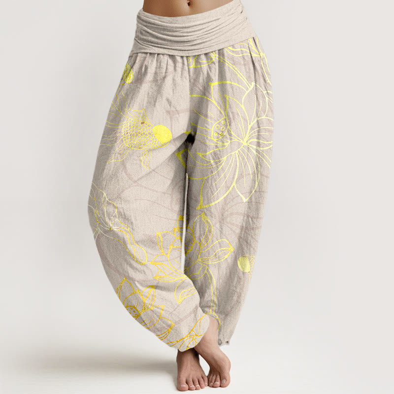 Lotus Koi Cotton Harem Pants