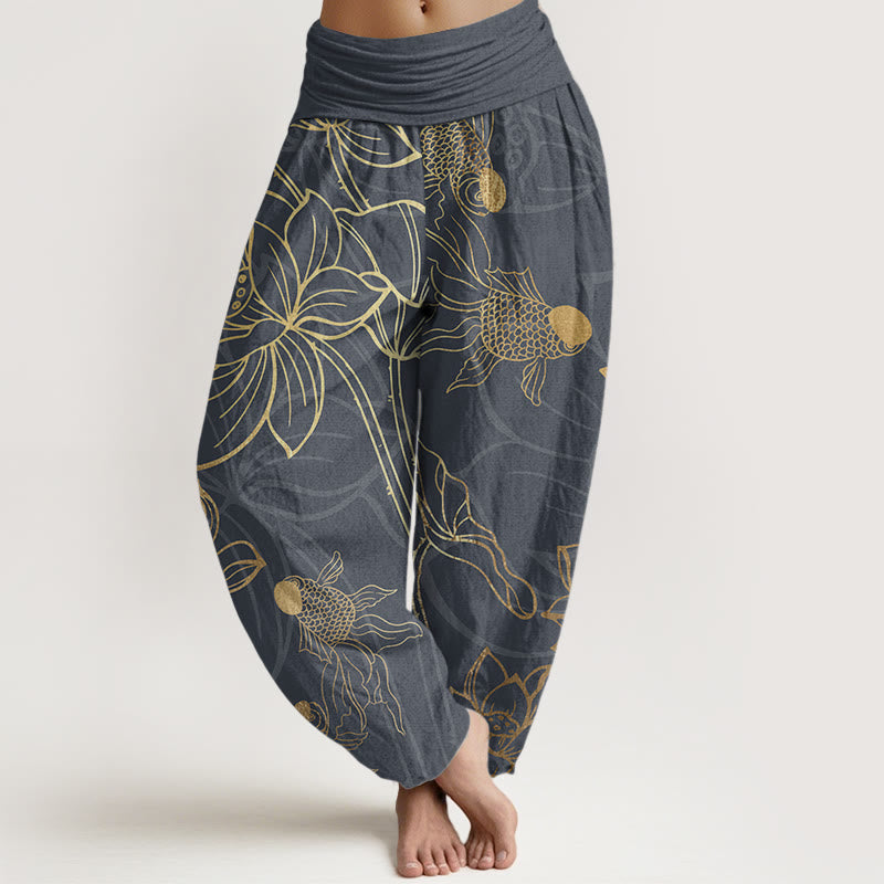Cotton Lotus Koi Harem Pants