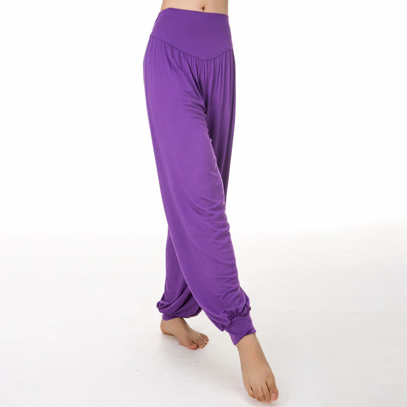 Buddha Stones Plain Color Loose Modal Yoga Dance Harem Pants