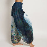 Peacock Print Harem Pants