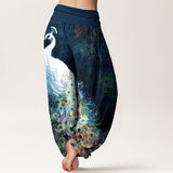 Peacock Print Harem Pants