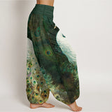 Peacock Print Harem Pants