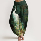 Peacock Print Harem Pants