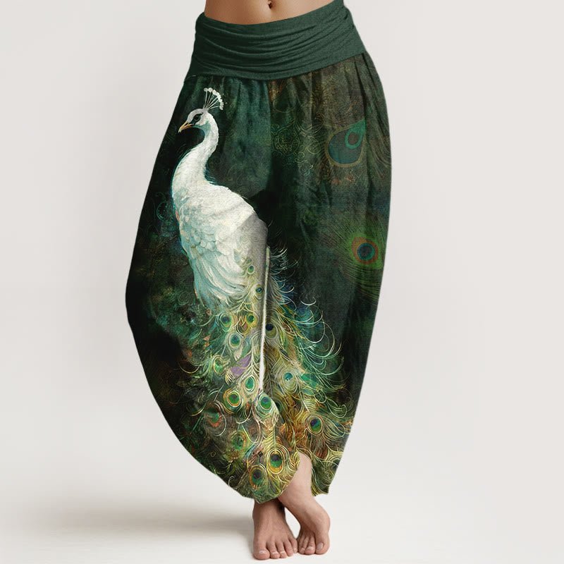Peacock Print Harem Pants