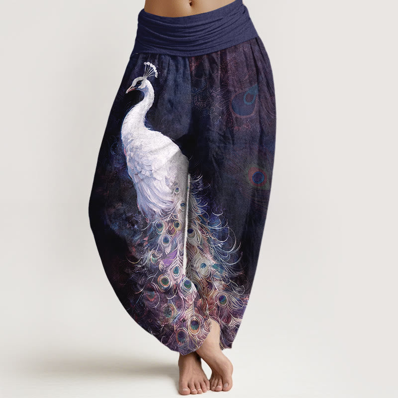 Peacock Print Harem Pants