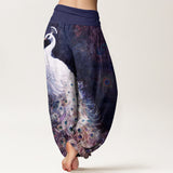 Peacock Print Harem Pants
