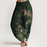 Elastic Waist Lotus Koi Pants
